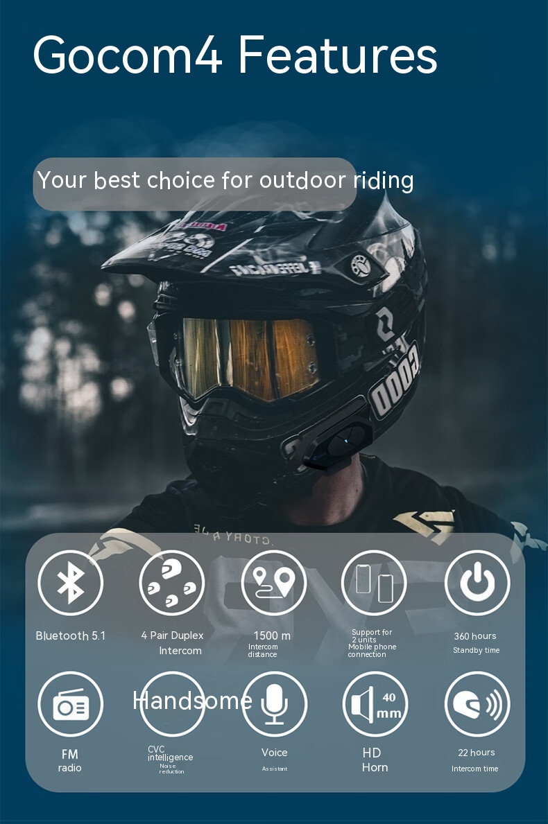Clarigo GoCom4 Helmet Bluetooth Headset CL668 motorcycle riding waterproof