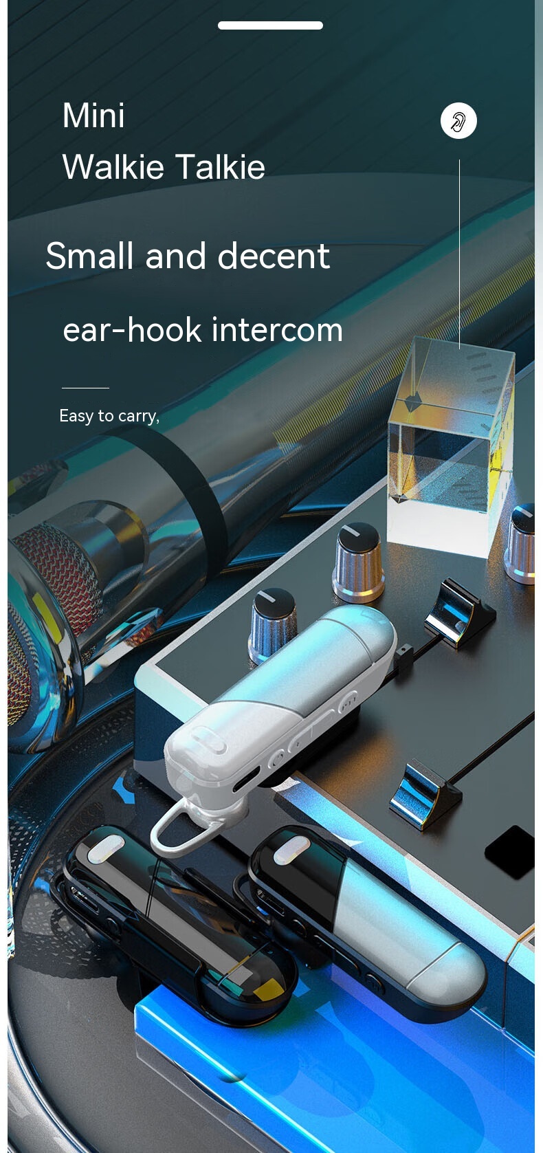 Clarigo Mini ear-mounted walkie-talkie KYX668 Type-c charging port Long life