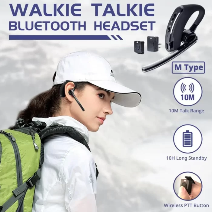 Wireless Walkie Talkie Headset Bluetooth Earpiece